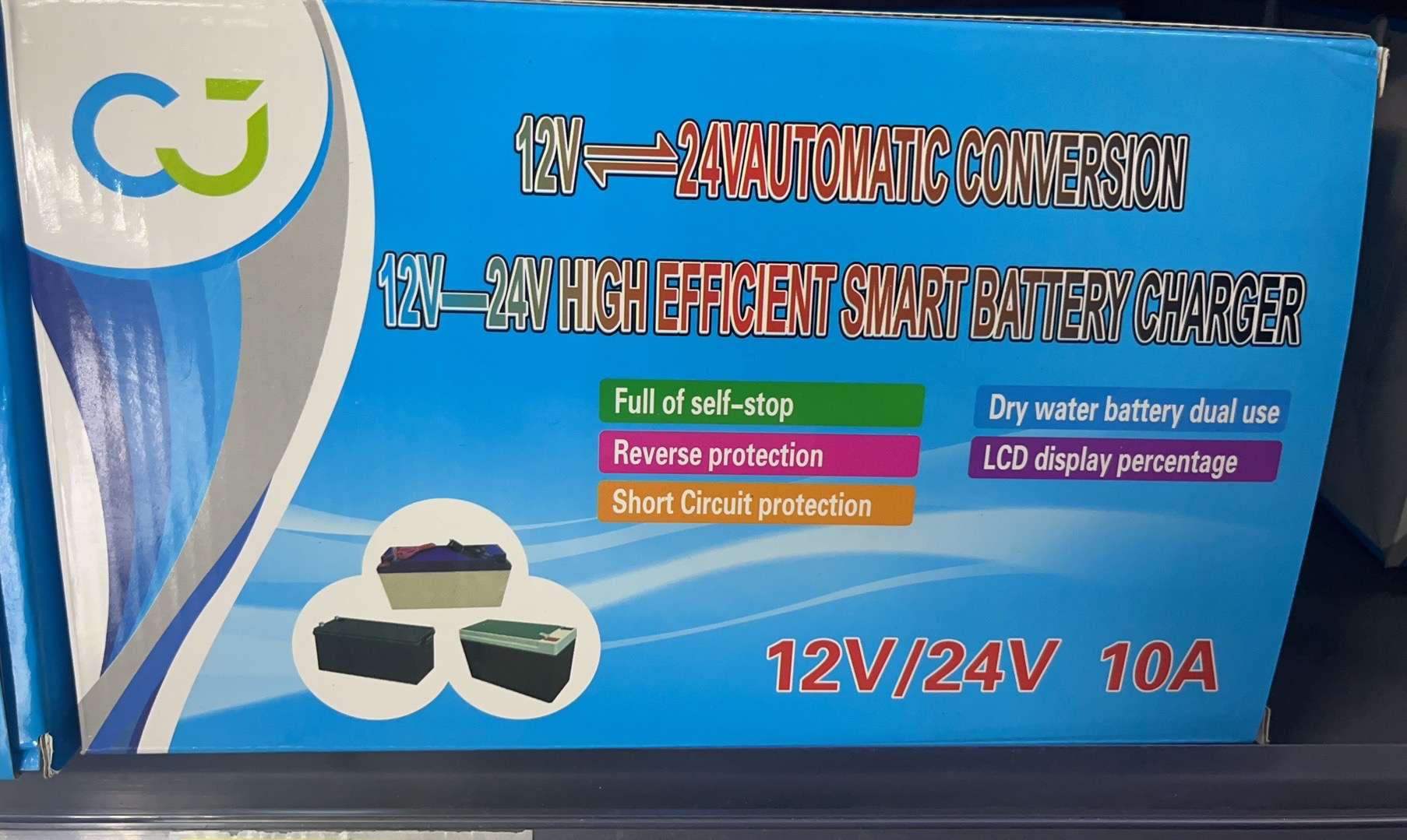 High Effecient Smart Battery Charger 12V-24V 10A