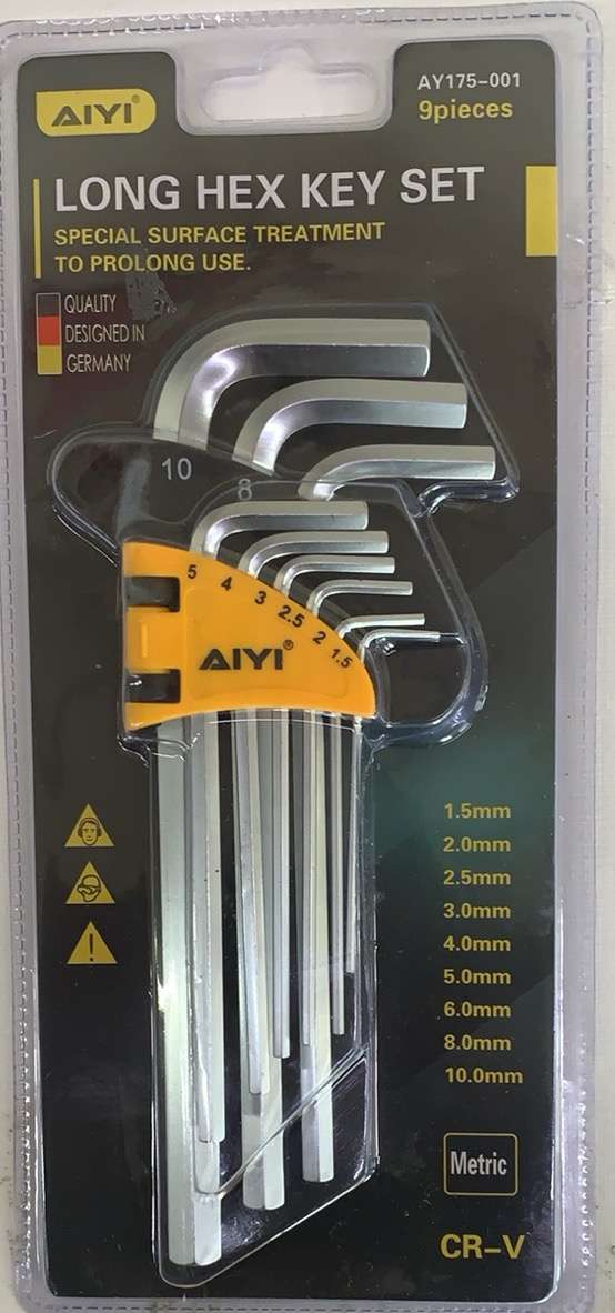 9 Pieces Long Hex Key Set